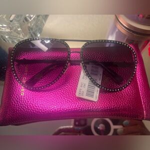 Kurt Geiger Black Sunglasses with Vibrant Pink Case